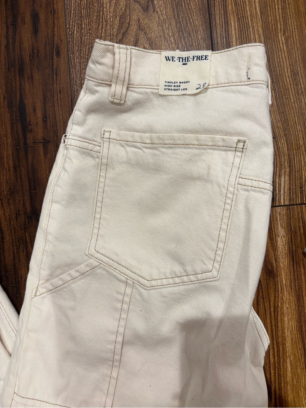 We The Free Cream High-Rise Straight Jeans